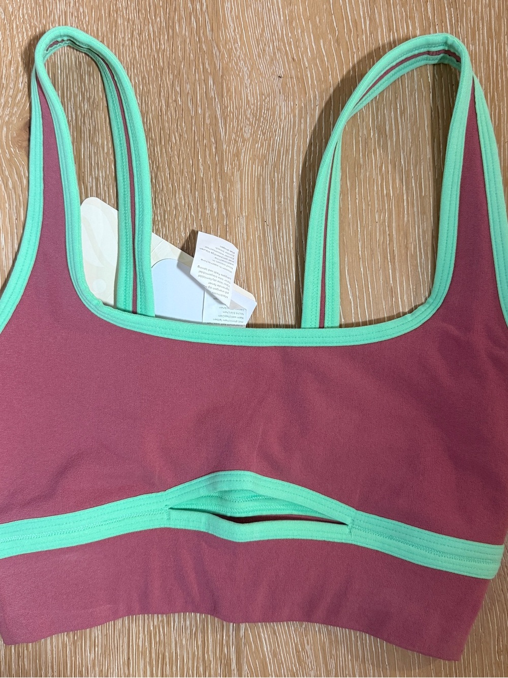 Fabletics Burgundy Sports Bralette with Mint Trim